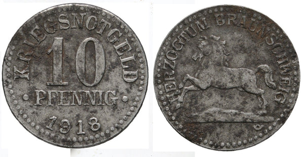 Notgeld (Emergency money) - Iron 10 pfennig, 1918, Braunschweig, Germany