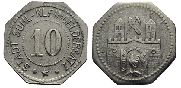 Notgeld (Emergency money) - iron 10 pfennig, ca.1918, Suhl-Kleingeldersatz, Germany