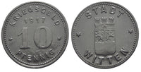 Notgeld (Emergency money) - Zinc 10 pfennig, 1919, city of Witten, Germany