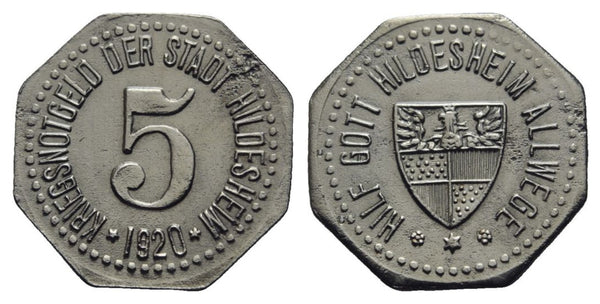 Notgeld (Emergency money) - iron 5 pfennig, 1920, Hildesheim, Germany