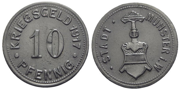Notgeld (Emergency money) - Zinc 10 pfennig, 1917, Munster, Germany