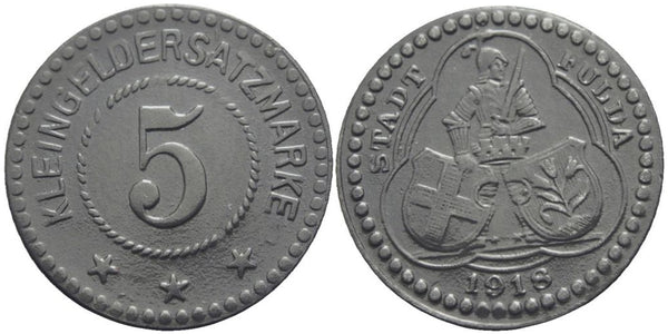 Notgeld (Emergency money) - zinc 5 pfennig, 1918, Fulda, Germany