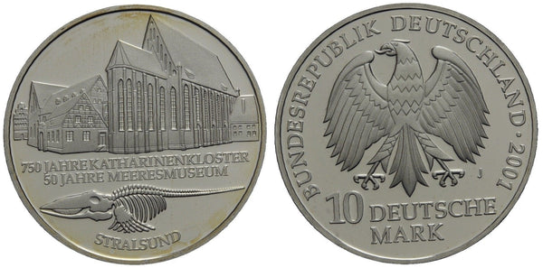 Germany - proof silver 10 marks in mint packet - 2001-J (Hamburg) - Stralsund attractions
