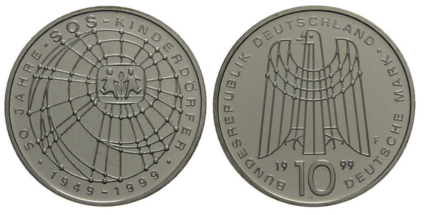 Germany - proof silver 10 marks in the original sealed mint packet - 2001-F (Stuttgart) - 50 years of SOS