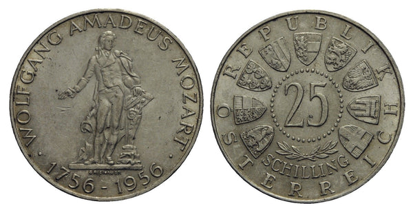Austria - large silver 25-shilling - Mozart - 1956