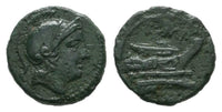 Anonymous Æ-Quartuncia, ca. 217-215 BC; Rome mint, Roman Republican coinage