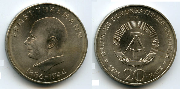 East Germany (DDR) - large 20 marks - Ernst Thalmann - 1971 (Berlin mint)
