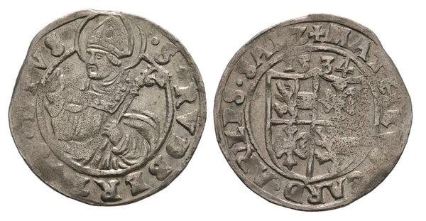 Large silver 1/2 batzen of Matthäus Lang von Wellenburg (1519-1540), Prince-Archbishop of Salzburg