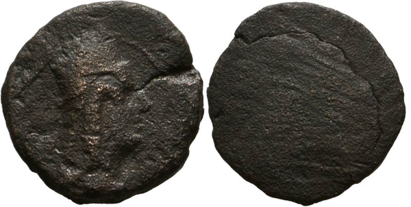 Very rare double chalkous, Tigranocerta mint, Obverse-only overstrike of a Phoenician bronze coin by Tigranes II (ca. 69- 56 BC), Artaxiad Armenia