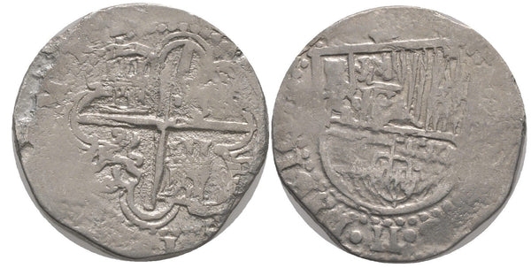 Silver 2-reales cob, Philip II (1556-1598), Spanish Empire