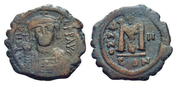 Follis of Maurice Tiberius (582-602 AD), Constantinople mint, RY II = 583/584 CE, Byzantine Empire