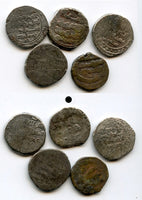Lot of 5 various unsorted silver Ghaznavid dirhams, 977-1186 AD, Ghaznavid Empire