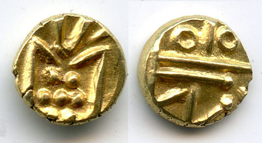 Superb gold fanam, Dutch VOC in Tuticorin, c.1658-1779, SE India (Herrli #3.07.01)