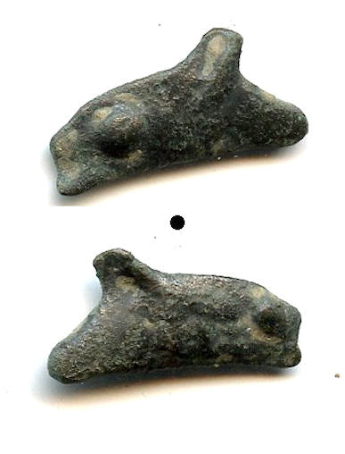 Ancient AE17 dolphin-shaped coin, Olbia, Sarmatia, ca.5th/4th century BC