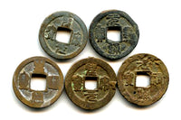 Lot of 5 various authentic bronze cash, N.Song dynasty (960-1127), China