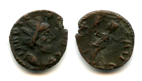 Ancient barbarous antoninianus of Tetricus I (ca.270-280 AD), Pax type, Gaul, Roman Empire