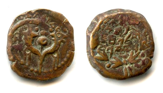 Prutah of Alexander Jannaeus (103-76 BC), overstruck on lilly prutah, Judaea (A2)