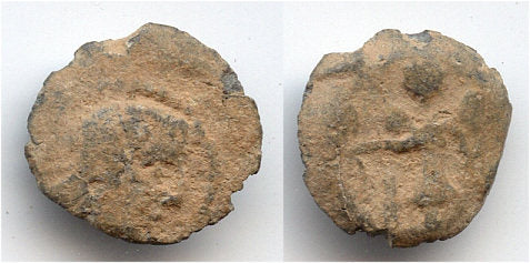 Rare lead Nabatean Pb13 coin (2nd century BC - 2nd century AD), Helmeted bust / Nike left.