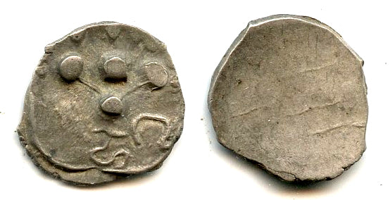 Rare silver drachm, early Hindu Shahi of Gandhara, Northern India, ca.650-800 AD - "HaGu" type (F/T #6)