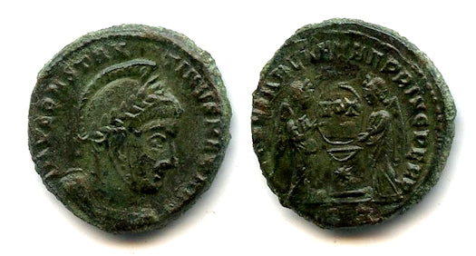 Rare (R3) VLPP follis of Constantine I (307-37), Ticinum mint, Roman Empire (RIC 87)