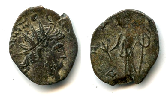 Ancient barbarous antoninianus of Tetricus I (ca.270-280 AD), Pax type, Gaul, Roman Empire