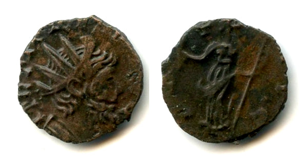 Ancient barbarous antoninianus of Tetricus I (ca.270-280 AD), Pax type, Gaul, Roman Empire