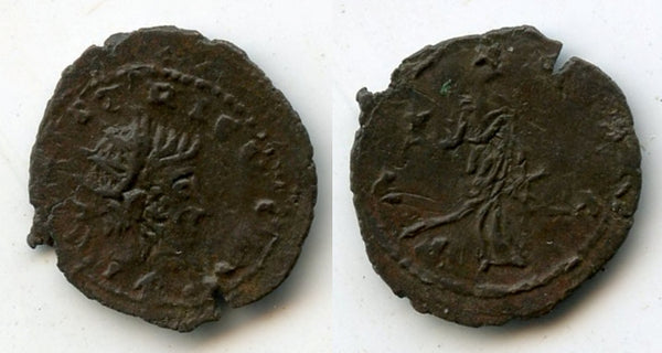 Ancient barbarous antoninianus of Tetricus I (ca.270-280 AD), rarer Pax variety, Gaul, Roman Empire
