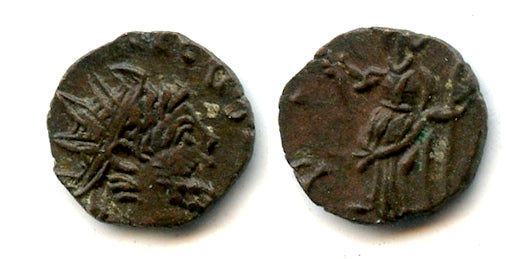 Ancient barbarous antoninianus of Tetricus I (ca.270-280 AD), Pax type, Gaul, Roman Empire