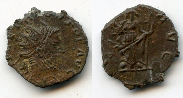 Ancient barbarous antoninianus of Tetricus I (ca.270-280 AD), Pax type, Gaul, Roman Empire