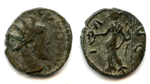 Ancient barbarous antoninianus of Tetricus I, minted ca.270-280 AD, Gaul, Roman Empire