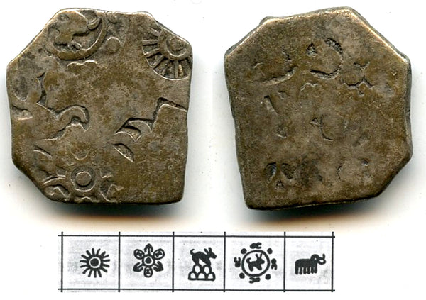 Silver karshapana, Nanda period (ca.345-322 BC), Magadha Empire, India (G/H 410)