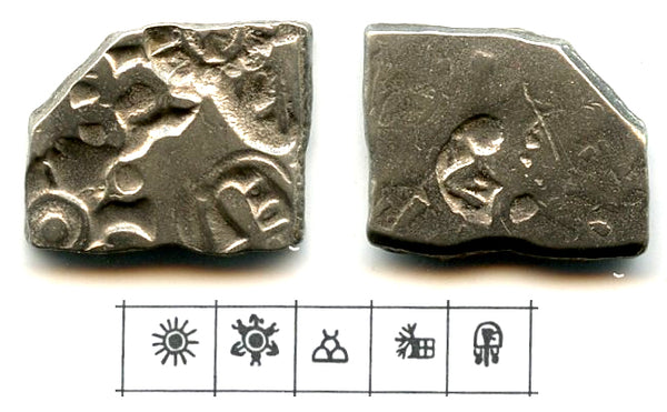 Silver karshapana, King Samprati (c. 216-207 BC), Mauryan Empire, India (G/H#575)