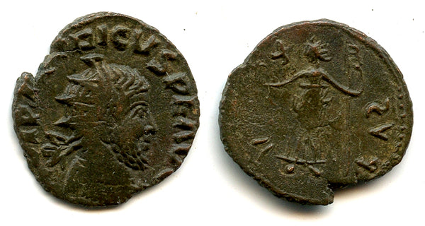 Ancient barbarous antoninianus of Tetricus I (ca.270-280 AD), Pax type, Gaul, Roman Empire