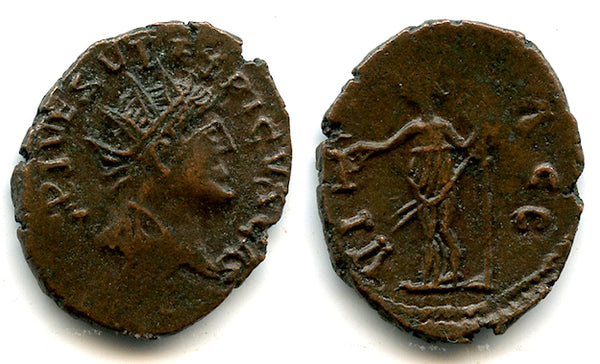 Nice large ancient barbarous radiate, Tetricus II, minted.270-280 AD, Roman Gaul