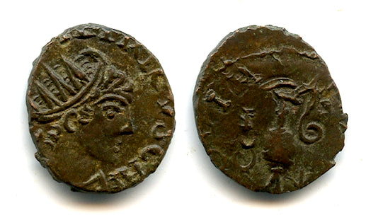 Barbarous radiate of Tetricus II w/sacrificial implements, c.270-280 AD, Roman Gaul