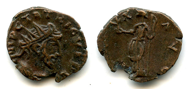 Barbarous antoninianus of Tetricus I (ca.270-280 AD), Pax type, Gaul, Roman Empire