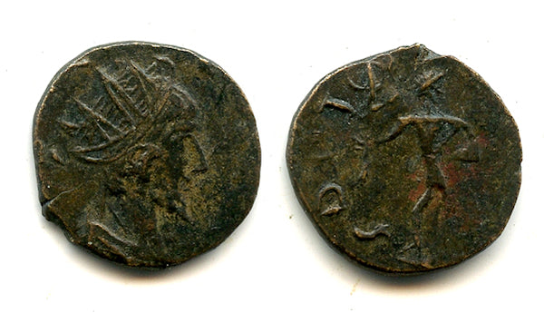 Ancient barbarous antoninianus of Tetricus I, minted ca.270-280 AD, Gaul, Roman Empire