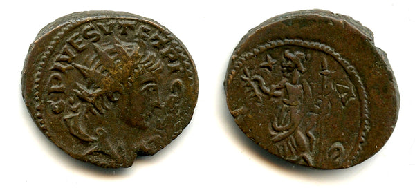 Ancient barbarous antoninianus of Tetricus II (ca.270-280 AD), Pax type, Gaul, Roman Empire