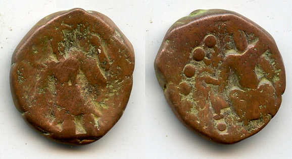 AE stater, Vasishka/Vasu Deva II period (ca.250-300 AD), Taxila, Kushan Empire