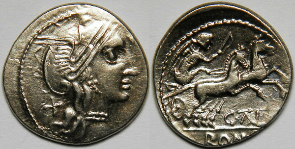 Rare Celtic denarius, imitating C. Thalna AR denarius after 154 BC, Eastern Europe