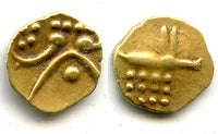 Nice gold fanam, Travancore in India or Kandy Kings in Sri Lanka, ca.1400-1600 (H#1.31.11)