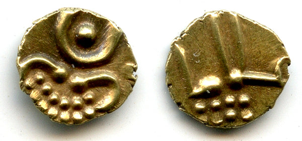 Rare type gold fanam, mint in South India or Sri Lanka, ca.1400-1500's (H#1.21.01)