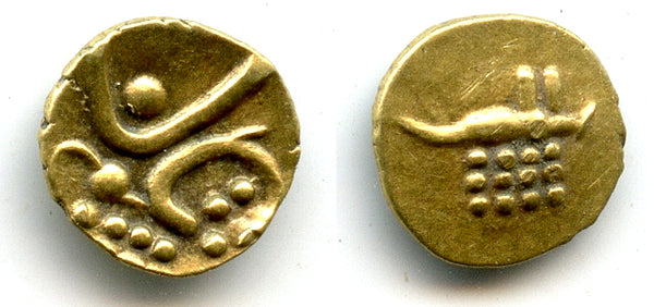 Nice gold fanam, Travancore in India or Kandy Kings in Sri Lanka, c.1400-1600 (H1.31.11)