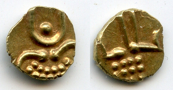 Rare type gold fanam, mint in South India or Sri Lanka, c.1400-1500's (H#1.21.01)