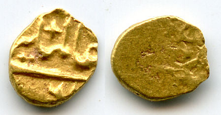 Extremely rare! Gold 1/2 fanam (1/4 rupee in gold) with "Alamgiri", Alamgir II (1754-1759), mintless type, Mughal Empire