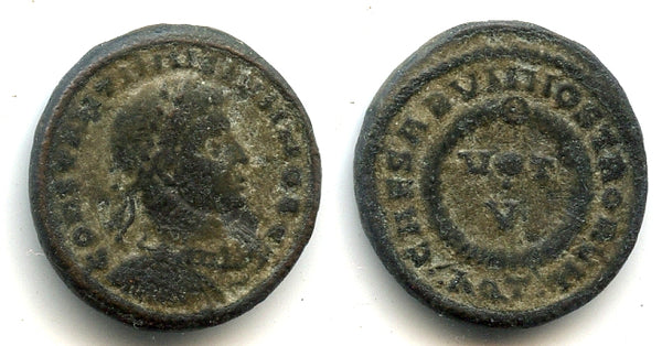 Scarce VOT V follis of Constantine II as Caesar (317-337 CE), Aquilleia, Roman Empire