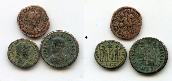 Lot of 3 nicer late Roman coins, 4th century AD