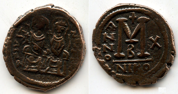Large follis of Justin II (565-578),  575 AD, Nicomedia mint, Byzantine Empire
