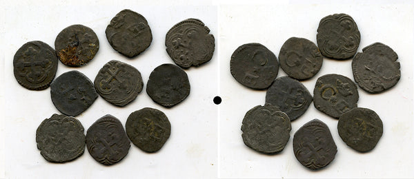 Lot of 10 billon 1/4 soldo, Carlo Emmanuel (1580-1630), Bourg, Duchy of Savoy