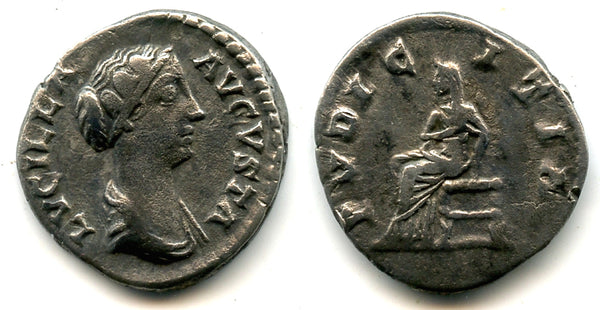 Silver denarius of Lucilla, wife of Lucius Verus (d.169 CE), Rome, Roman Empire